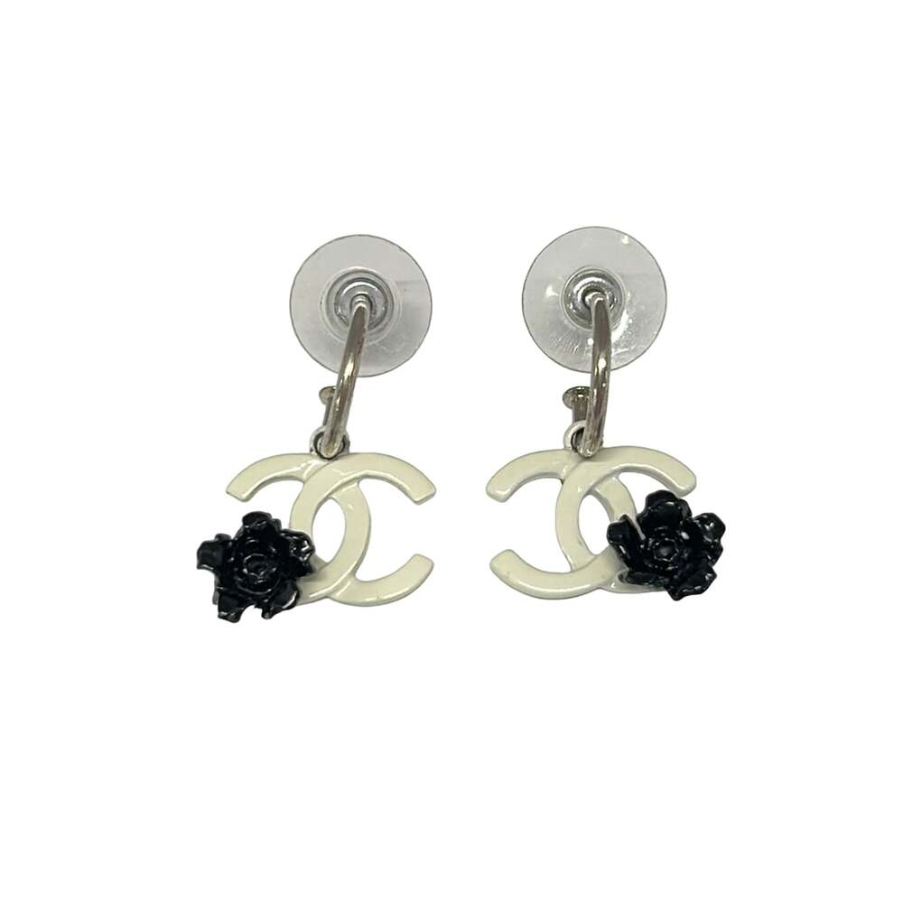 Chanel Earrings White Black